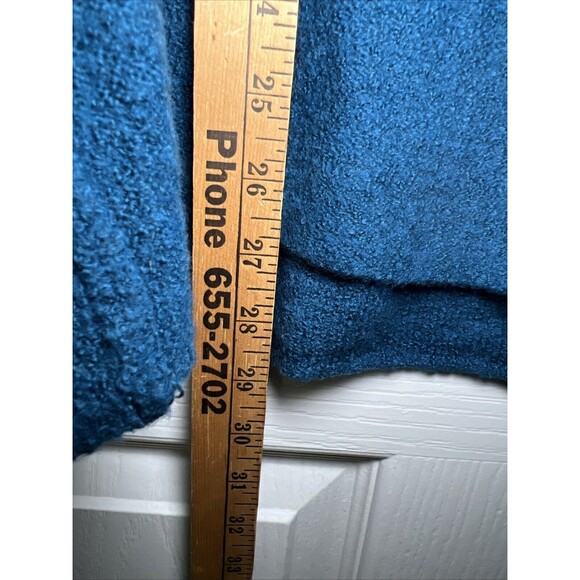 Free People Cowl Neck Sweater Size Large Teal Blue Slouchy Relaxed Off Shoulder - Picture 10 of 10